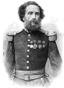 Portrett av general Juan Antonio Pezet (1809-1879) president i republikken Peru. Gravering i "The Illustrious Universe" av Unknown artist