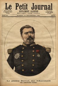 Portrett av general Leopold Davout, hertug av Auerstaedt (1829-1904), stabssjef for den franske Armee, som deltok i katastrofen under den fransk-prøyssiske krigen (1870) av Napoleon III (1808-1873). Gravering i "" Le petit journal"" 17.09.1891. Selvas c av Unknown artist