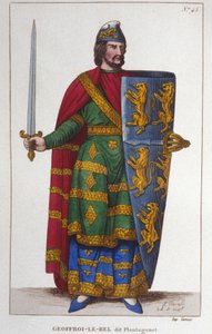 Portrett av Geoffroy V sa Le Bel eller Plantagenêt greve av Anjou (1113-1151). Gravering fra 1830 av Unknown artist