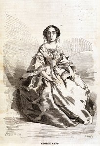 Portrett av George Sand (Aurore Dupin, Baronne Dudevant) (1804-1876). av Unknown artist