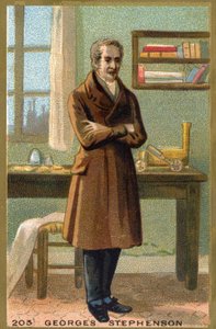 Portrett av George Stephenson (1781-1848), britisk ingeniør. av Unknown artist