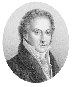 Portrett av Gioacchino Rossini (1792-1868) italiensk komponist. av Unknown artist