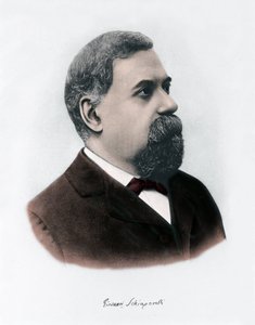 Portrett av Giovanni Virginio Schiaparelli (1835–1910) astrofysiker. Han observerte rettlinjede konfigurasjoner på planeten Mars, som han kalte Mars-kanalene (canali). Gravering rundt 1900 av Unknown Artist