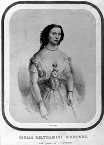 Portrett av Giulia Beltramini Marcora i "La traviata"" av Giuseppe Verdi. Litografi fra slutten av 1800-tallet. av Unknown artist