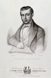 Portrett av Giuseppe Saverio Mercadante (1795-1870), italiensk komponist Lithograph. 1800-tallet. Bologna, borgermuseum for musikk av Unknown artist