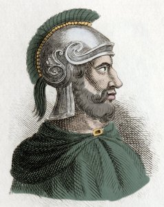 Portrett av Hamilcar Barca (eller Barcas) (cirka 275-228 f.Kr.), statsmann og karthaginsk general, grunnlegger av Barcides-dynastiet og far til Hannibal. Gravering fra 1800-tallet. av Unknown artist