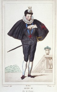 Portrett av Henrik III (1551 - 1589), konge av Frankrike. gravering fra 1830 av Unknown artist