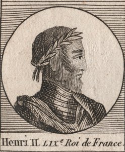 Portrett av Henrik II (1519-1559) Konge av Frankrike - Henrik II (1519-59), konge av Frankrike - gravering fra "Instruction sur l