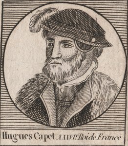 Portrett av Hugues I Capet (ca. 941 - 996), hertug av Frankrike, daværende konge av Frankrike - Portrett av Hugues I Capet (c941-996), konge av Frankrike - gravering fra "Instruction sur l