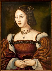 Portrett av Isabella av Portugal (1503-1539) - Maleri av en anonym mester sd ca 1526, olje på tre 40 x 29 cm, midten av 1500-tallet (Portrett av Isabel de Portugal, av en ukjent mester, olje på panel, midten fra 1500-tallet) - Museum of An av Unknown artist
