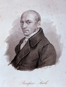Portrett av den italienske komponisten Bonifazio Asioli (1769-1832) Gravering. 1800-tallet. Milan, biblioteket til konservatoriet av Unknown artist