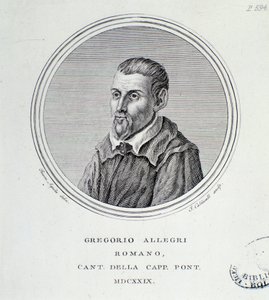 Portrett av den italienske komponisten Gregorio Allegri (1582-1652) Gravering. 1629. Bologna, borgerlig bibliografisk museum av Unknown artist