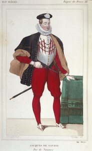 Portrett av Jacques de Savoie Nemours (1531-1585), greve av Geneve og hertug av Nemours fra 1533 til 1585. Gravering fra 1830. av Unknown artist