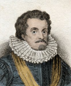 Portrett av James I (James 1st Stuart) (1566-1625), konge av England og Irland (eller James VI (eller James VI), konge av Skottland) Gravering fra 1800-tallet. av Unknown artist