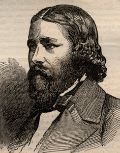 Portrett av James Russell Lowell (1819-1891), amerikansk poet. Gravering i "" The illustrated London News "" av 20. mars 1858. av Unknown artist