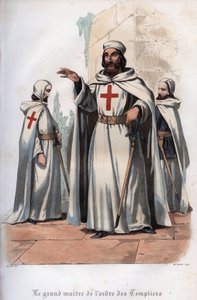 Portrett av James av Molay (Jacques de Molay) (Molai) (1243-1314), stormester for tempelridderne. Gravering fra 1842 i «Histoire des popes»» av Maurice Lachatre. Privat samling. av Unknown artist