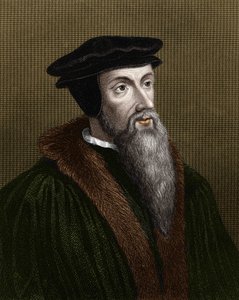 Portrett av Jean Calvin (1509-1564), fransk religiøs reformator og forfatter. av Unknown artist