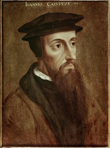 Portrett av Jean Calvin (Jean Cauvin) fransk reformator og forfatter (1509-1564) Anonymt maleri. 1550. Rotterdam. Musee Boymans Van Beuningen - Portrett av John Calvin (Jean Cauvin), fransk forfatter, teolog og pastor under den protestantiske reformasjonen av Unknown artist