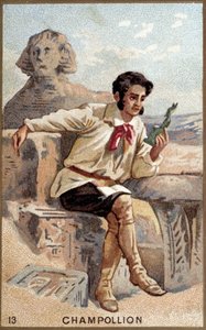 Portrett av Jean François (Jean-Francois) Champollion, dit le Jeune (1790 - 1832) fransk egyptolog. Kromolitografi fra 1800-tallet. av Unknown artist