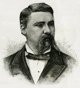 Portrett av Jerome J.Collins, meteorolog for La Jeannette-mannskapet, for oppdraget mot nord. Gravering for å illustrere "The Journey of the Jeannette"" i 1879-1881, dagbok til kaptein G.W. De Long. Publisert i Le Tour du monde, nouveau journal des voya av Unknown artist