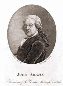Portrett av John Adams (1735 - 1826), 2. president i USA (1797 - 1801). Gravering sd. 1800-tallet. av Unknown artist