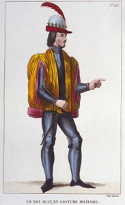 Portrett av Johannes II den gode i militærdrakt (1319 - 1364), gravering av Frankrikes konge fra 1830 av Unknown artist