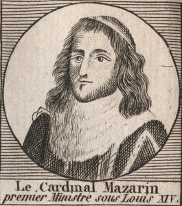 Portrett av Jules Mazarin (1602-1661), kjent som kardinal Mazarin, statsminister under Louis XIV - Kardinal Mazarin fungerte som sjefsminister for Louis XIV - gravering fra "Instruction sur l