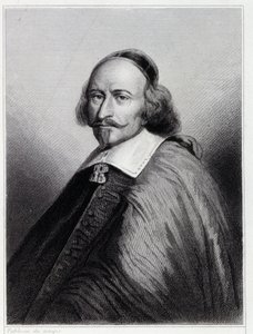 Portrett av Jules Mazarin (Giulio Raimondo Mazzarino eller Mazarino) (1602-1661), fransk kardinal og politiker - i "History of the French"" av Lavallée, gravering, sd. av Unknown artist