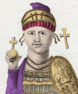 Portrett av Justinian I (Den store) (Flavius Petrus Sabbatius Justinianus).482 - 565. Romersk keiser av Orienten. av Unknown artist