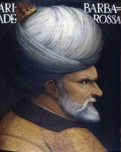 Portrett av Khayr Al-Din Barberousse (1476 -1546), grunnlegger med sin bror av Regency of Alger, han var vasallen til den osmanske sultanen og Frankrikes allierte mot Karl V. maleri fra 1500-tallet. Uffizi-museet, Firenze. av Unknown artist