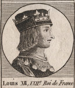 Portrett av kong Louis XII (1462-1515) - Portrett av Louis XII av Frankrike (1462-1515), konge av Frankrike - gravering fra "Instruction sur l