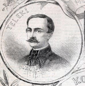 Portrett av Laszlo Teleki (1811-1861), ungarsk forfatter og politiker - gravering i "" Den illustrerte verden"" av Unknown artist