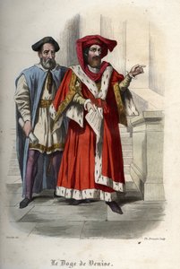 Portrait of Leonardo Loredan (Loredano) (1436-1521), doge of the Republic of Venice. Engraving from 1842 in “Histoire des popes”” by Maurice Lachatre. Private collection. av Unknown artist