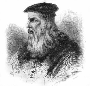 Portrait of Leonardo da Vinci (Leonardo da Vinci) (1452 - 1519). av Unknown artist