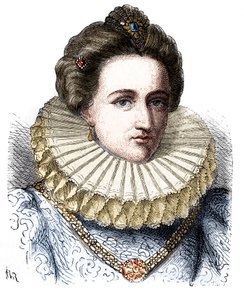 Portrett av Leonora Dori (eller Dosi) kalt Galigai, marechale of Anchor (1568-1617). Hun har på seg en jordbærkrage - i "" Histoire de France populaire"" av Henri Martin av Unknown artist