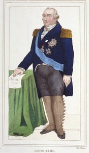 Portrett av Louis XVIII (1755 - 1824), gravering av Frankrikes konge fra 1830. av Unknown artist