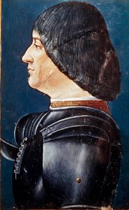 Portrett av Ludovic Marie Sforza dit le More (Ludovico Maria Sforza kjent som il Moro) (1452-1508) Miniatyrer i "" Grammatica "" av Aelius Donatus (Donato), sent på 1400-tallet. Trivulziana bibliotek, Milano. ms. 2167. av Unknown artist