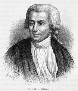 Portrett av Luigi Galvani, italiensk lege og fysiker (1737 - 1798) - i "" Magnetism and Electricity"" av Amédée Guillemin av Unknown artist
