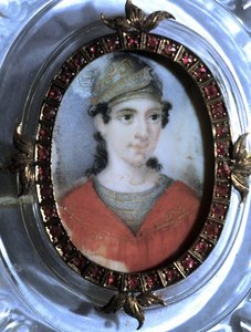 Portrett av Maria Garcia kalt Malibran (1808-1836) sanger. Anonym miniatyr fra 1800-tallet. av Unknown artist