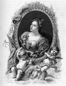 Portrett av Marie-Madeleine (Marie Madeleine) de La Vieuville, comtesse de Parabere (1693-1750) - Gravering av 1862 i "" The Queens of the World"" av våre første forfattere - Utgitt under ledelse av JGD Armandaud av Unknown artist