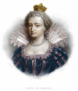 Portrett av Maria av Medici (1573 - 1642), kone til Henrik IV og mor til Ludvig XIII. Gravering fra 1836 av Unknown artist