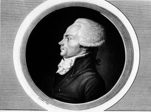 Portrett av Maximilian av Robespierre (1758-1794), medlem av generalstatene og stedfortreder for Paris ved nasjonalkonvensjonen. i "" Collection complete des tableaux historiques de la revolution francaise, en trois volumes."" 1804. av Unknown artist