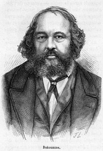 Portrett av Mikhail Aleksandrovich Bakunin (1814 - 1876), russisk anarkistisk revolusjonær. Gravering 1800-tallet. av Unknown artist