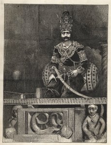 Portrett av Nasser Ed Din (1831-1896), Shah av Persia (Iran). Også kalt Nasseredin Shah, Nasserer-al-Din Shah Qajar, Nasser al-Din Shah Qajar, Nasiruddin Shah - (1831-1896) - 1873 av Unknown artist