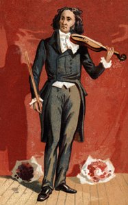 Portrait of Nicolo Paganini (1782 - 1840) Italian violinist. av Unknown artist