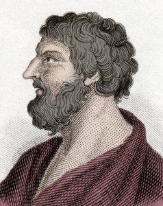 Portrett av Pittacos of Mytilene gresk statsmann (650-570 f.Kr.) (Pittacus of Mytilene). Gravering 1800-tallet. av Unknown artist
