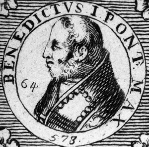 Portrett av pave Benedikt I. Gravering av det 19. århundre. av Unknown artist