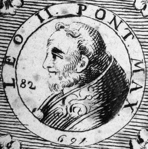 Portrett av pave Leon II (682-683). av Unknown artist