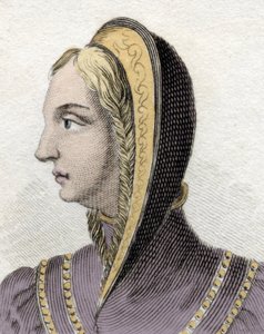 Portrett av dronning Isabella av Castilla (Isabella 1. den katolske) (1451-1504). Gravering av 1800-tallet. av Unknown artist