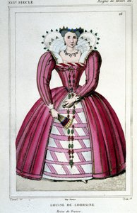 Portrett av dronning Louise av Lorraine (1553 - 1601), kone til Henry III. Gravering fra 1830. av Unknown artist